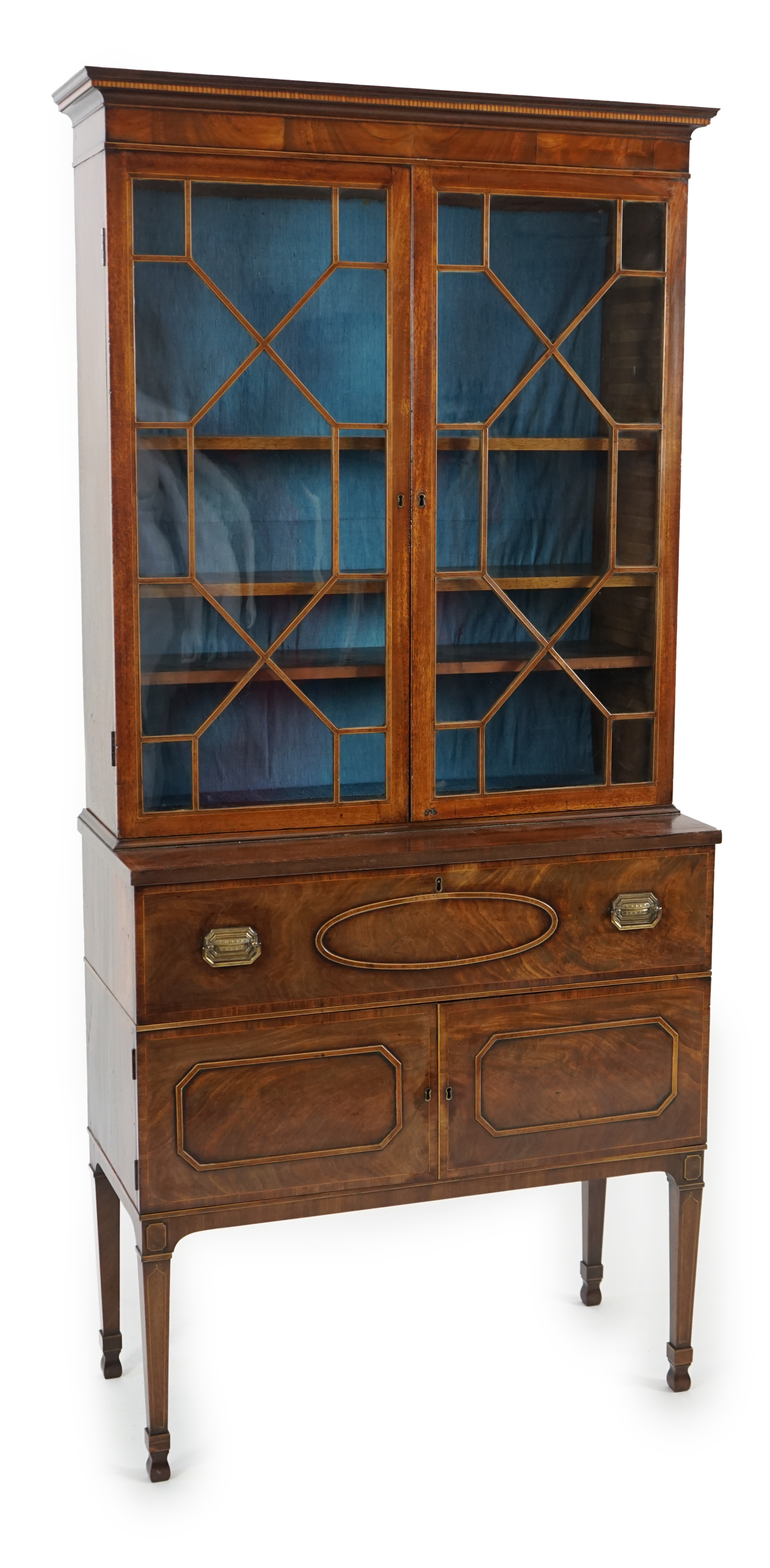 A late George III mahogany secretaire bookcase